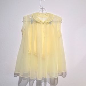Vintage 50s Peignoir Lingerie Set Pastel Yellow Robe and Shorts M